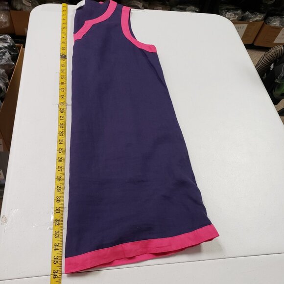 Sigrid Olsen Womens Linen Colorblock Preppy Dress Size L Blue Coastal Beach - Picture 6 of 8